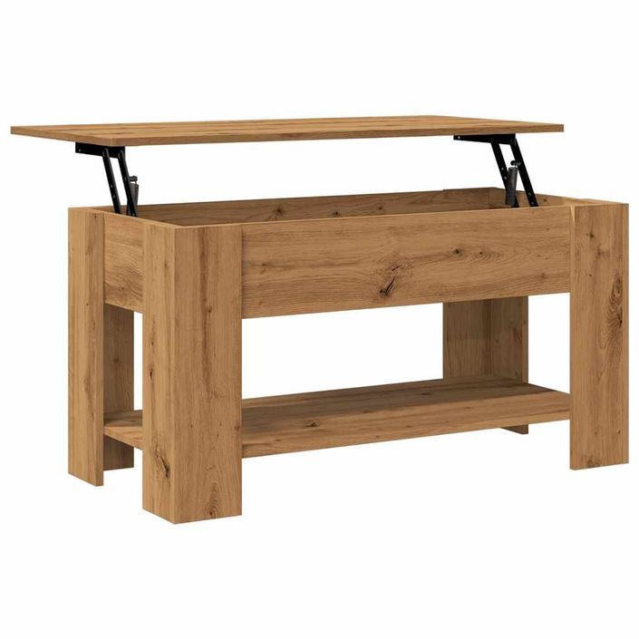 Table basse chêne artisanal 101x49x52 cm bois d'ingénierie - Photo n°9