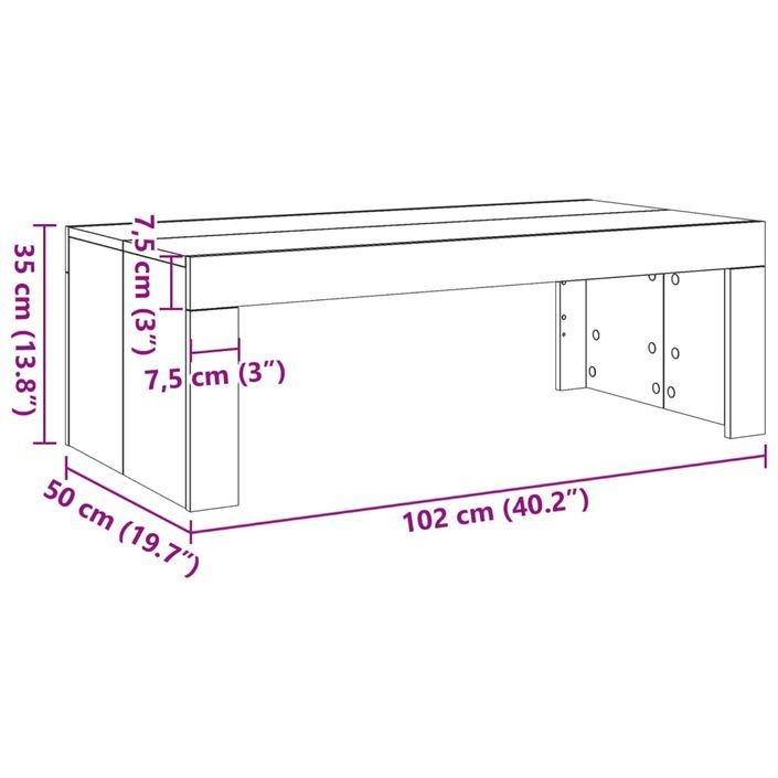 Table basse chêne artisanal 102x50x35 cm bois d'ingénierie - Photo n°9