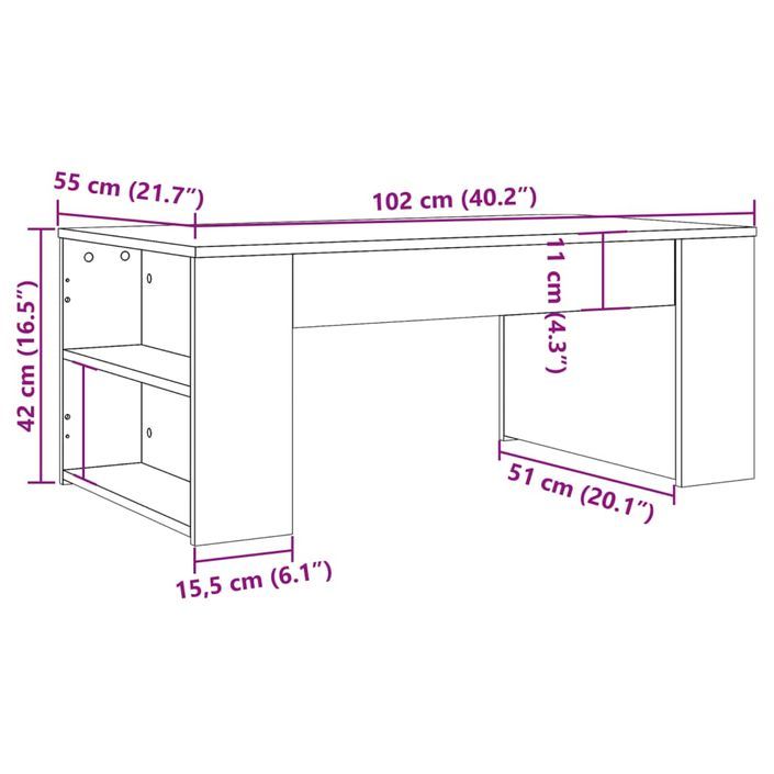 Table basse chêne artisanal 102x55x42 cm bois d'ingénierie - Photo n°9