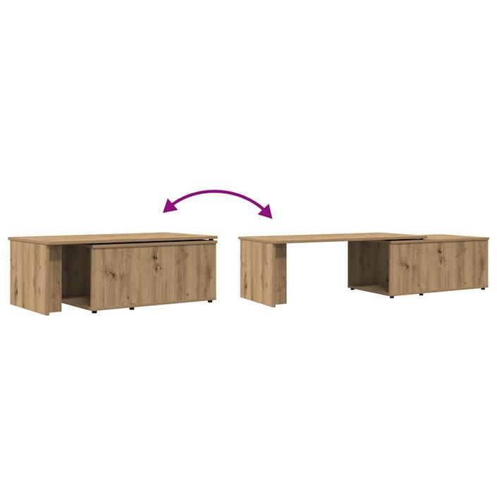 Table basse chêne artisanal 150x50x35 cm bois d'ingénierie - Photo n°9