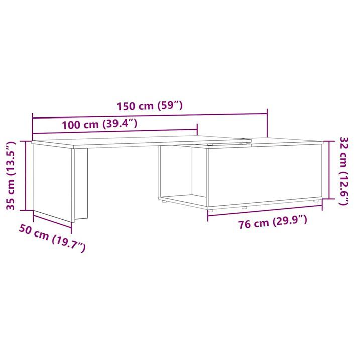 Table basse chêne artisanal 150x50x35 cm bois d'ingénierie - Photo n°11