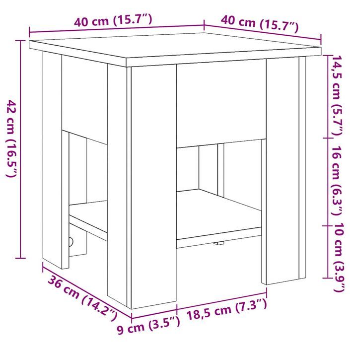 Table basse chêne artisanal 40x40x42 cm bois d'ingénierie - Photo n°9