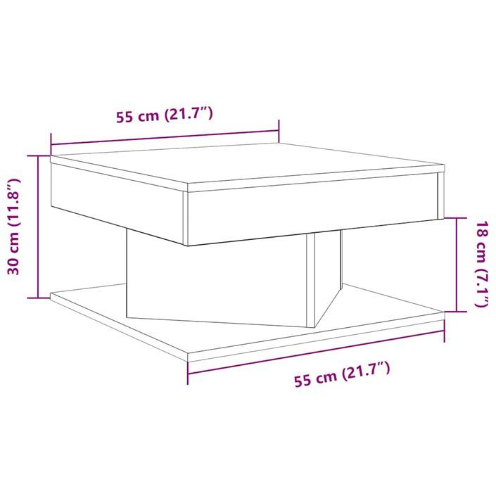 Table basse chêne artisanal 55x55x30 cm bois d'ingénierie - Photo n°9