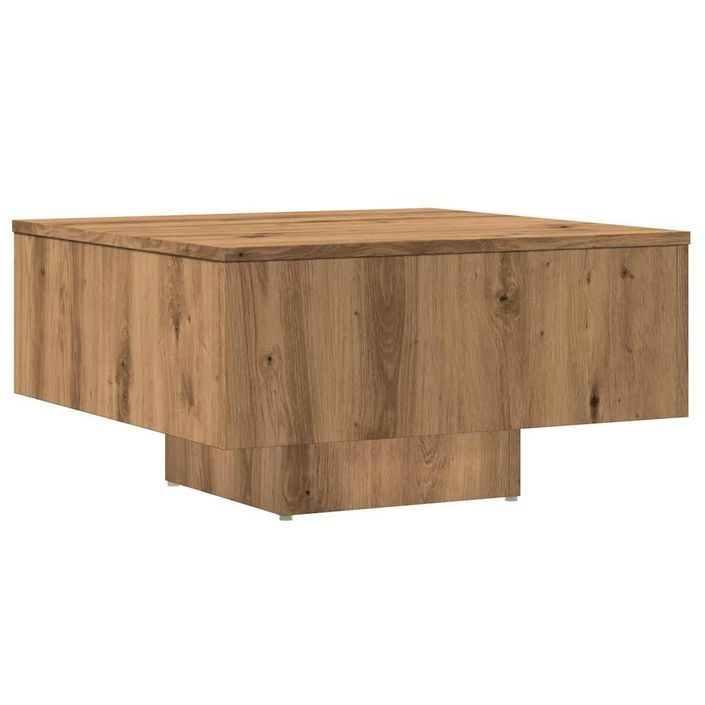 Table basse chêne artisanal 60x60x31,5 cm bois d'ingénierie - Photo n°6