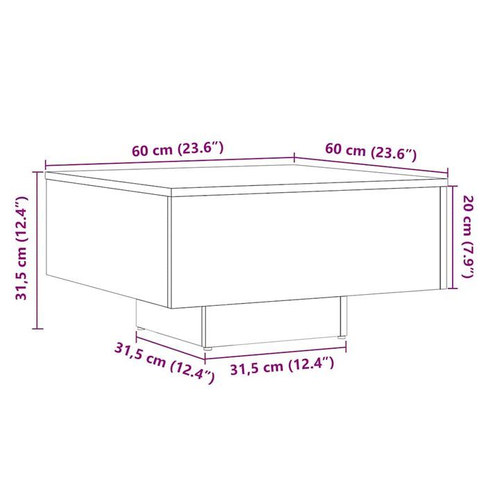 Table basse chêne artisanal 60x60x31,5 cm bois d'ingénierie - Photo n°9