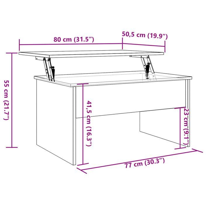 Table basse chêne artisanal 80x50,5x41,5 cm bois d'ingénierie - Photo n°12