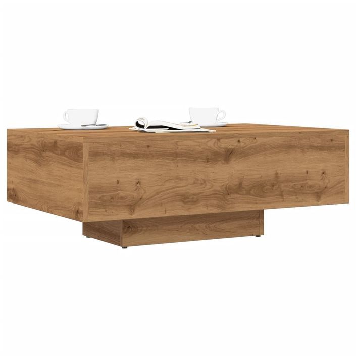 Table basse chêne artisanal 85x55x31 cm bois d'ingénierie - Photo n°1