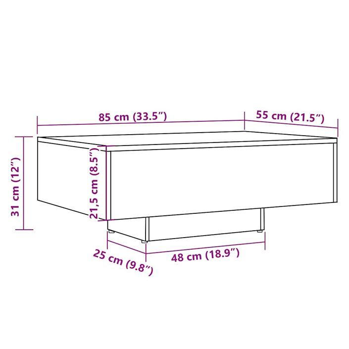 Table basse chêne artisanal 85x55x31 cm bois d'ingénierie - Photo n°9