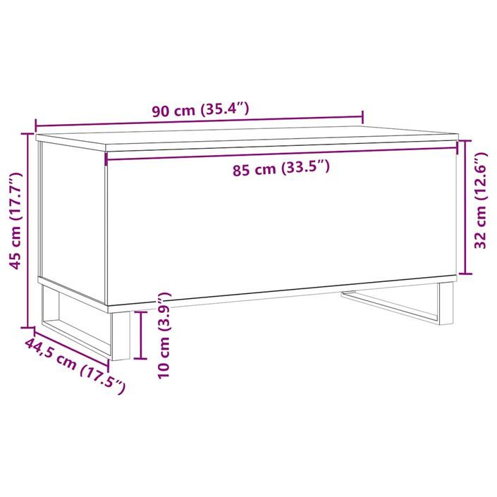 Table basse chêne artisanal 90x44,5x45 cm bois d'ingénierie - Photo n°10