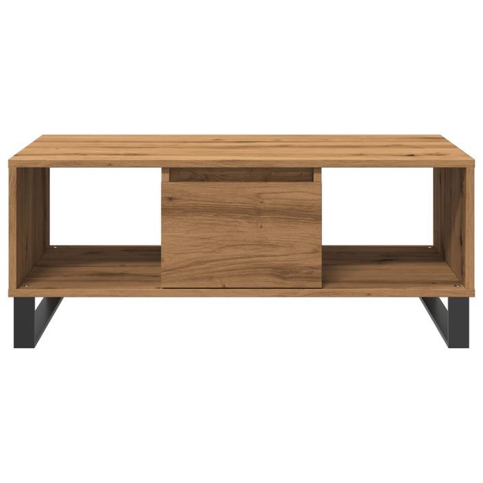 Table basse chêne artisanal 90x50x36,5 cm bois d'ingénierie - Photo n°4