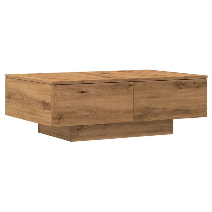 Table basse chêne artisanal 90x60x31 cm bois d'ingénierie - Photo n°2