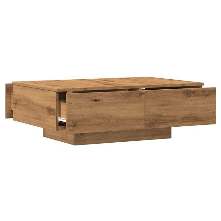 Table basse chêne artisanal 90x60x31 cm bois d'ingénierie - Photo n°7