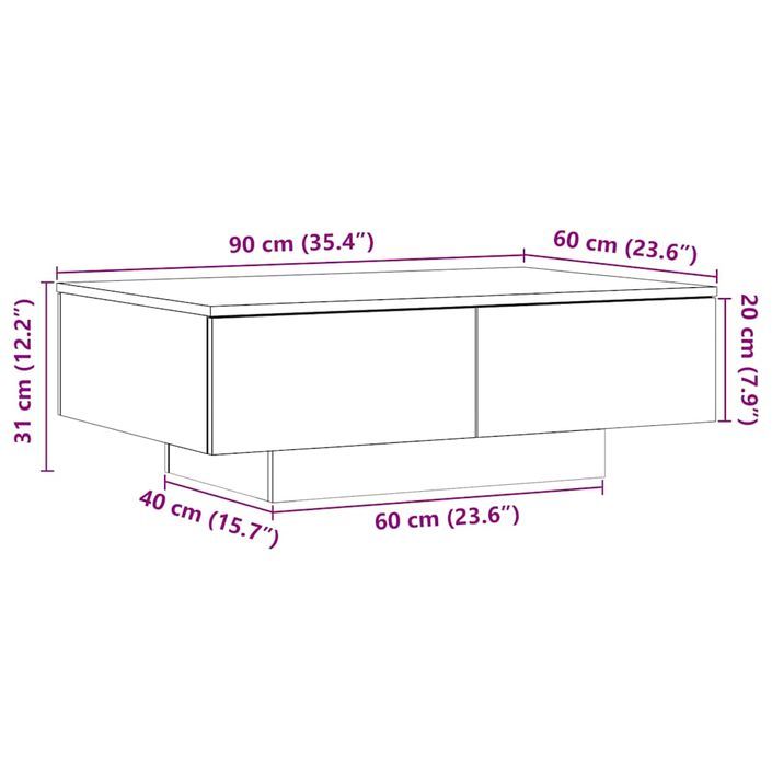 Table basse chêne artisanal 90x60x31 cm bois d'ingénierie - Photo n°10