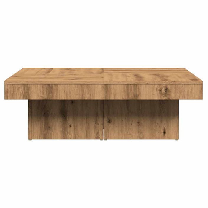 Table basse chêne artisanal 90x90x28 cm bois d'ingénierie - Photo n°5