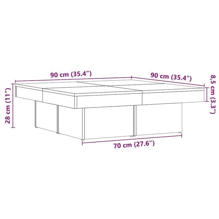 Table basse chêne artisanal 90x90x28 cm bois d'ingénierie - Photo n°9