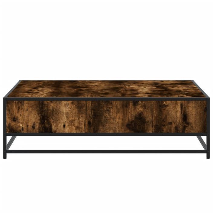 Table basse chêne fumé 100x100x30 cm bois d'ingénierie et métal - Photo n°6