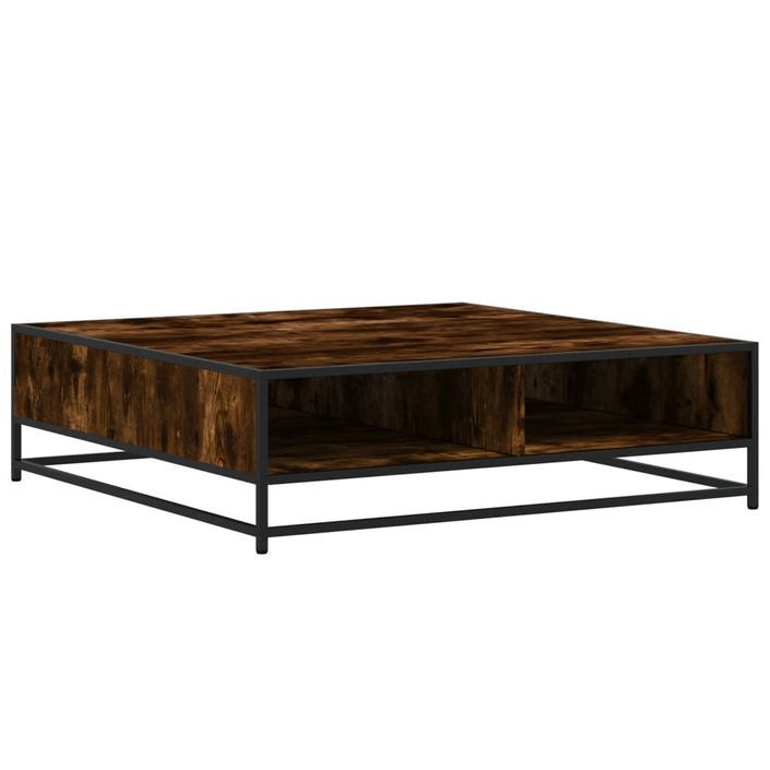 Table basse chêne fumé 100x100x30 cm bois d'ingénierie et métal - Photo n°7