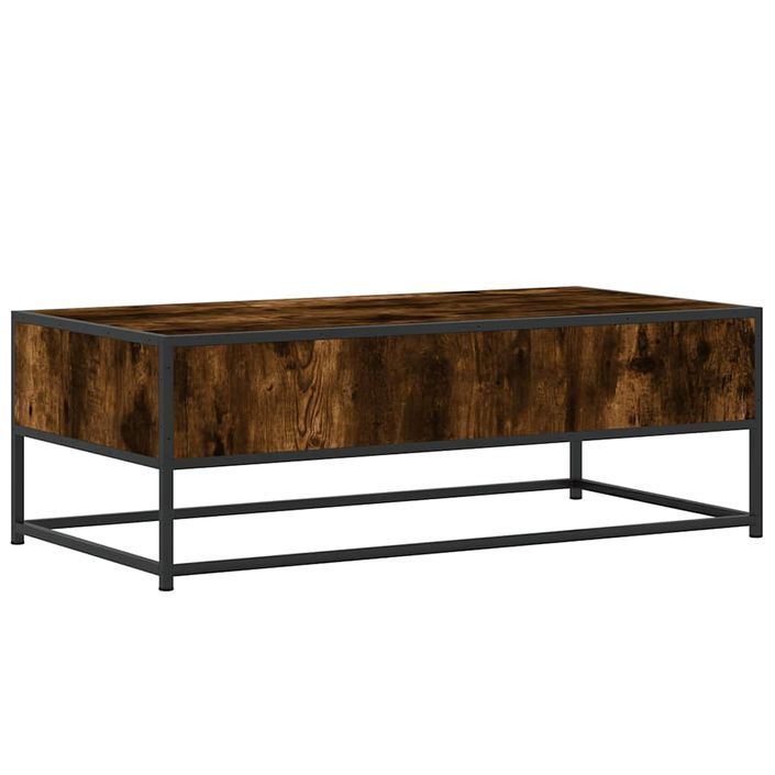 Table basse chêne fumé 100x50x35 cm bois d'ingénierie et métal - Photo n°7