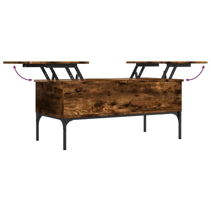 Table basse chêne fumé 100x50x45 cm bois d'ingénierie et métal - Photo n°8