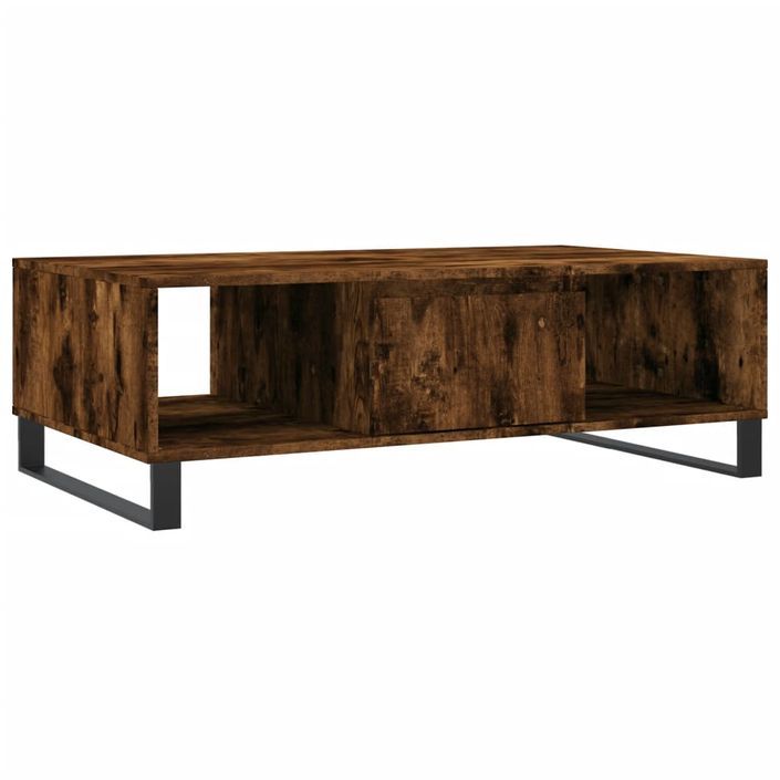 Table basse chêne fumé 104x60x35 cm bois d'ingénierie - Photo n°2