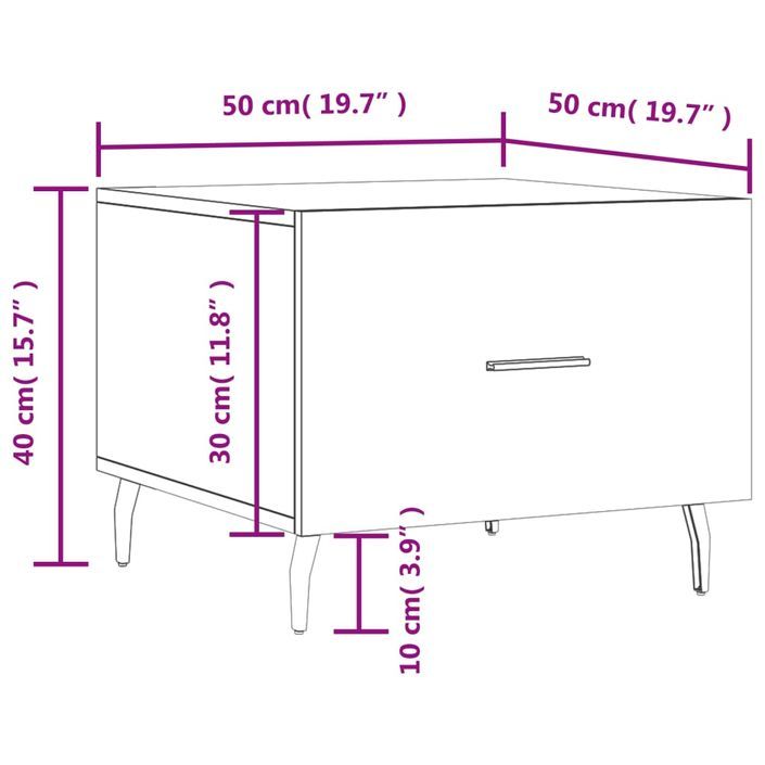 Table basse Chêne fumé 50x50x40 cm Bois d'ingénierie - Photo n°12
