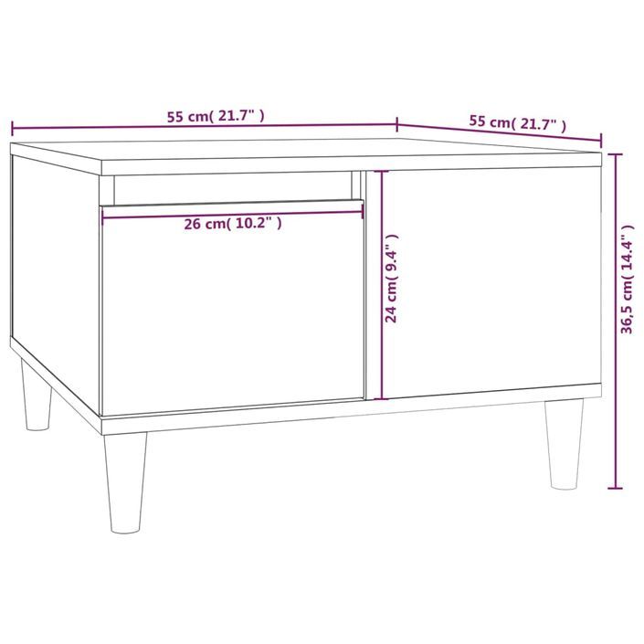Table basse chêne fumé 55x55x36,5 cm bois d'ingénierie - Photo n°10