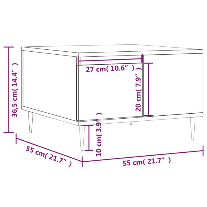 Table basse chêne fumé 55x55x36,5 cm bois d'ingénierie - Photo n°11