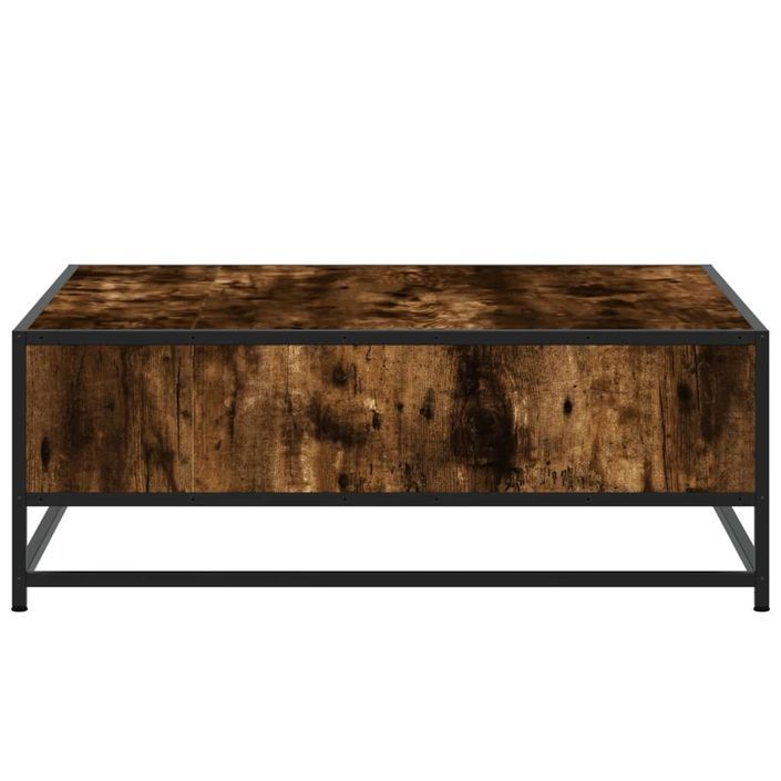 Table basse chêne fumé 80x80x30 cm bois d'ingénierie et métal - Photo n°6