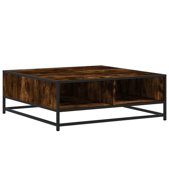 Table basse chêne fumé 80x80x30 cm bois d'ingénierie et métal - Photo n°7