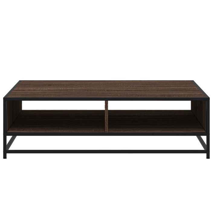 Table basse chêne marron 100x100x30 cm bois d'ingénierie/métal - Photo n°5