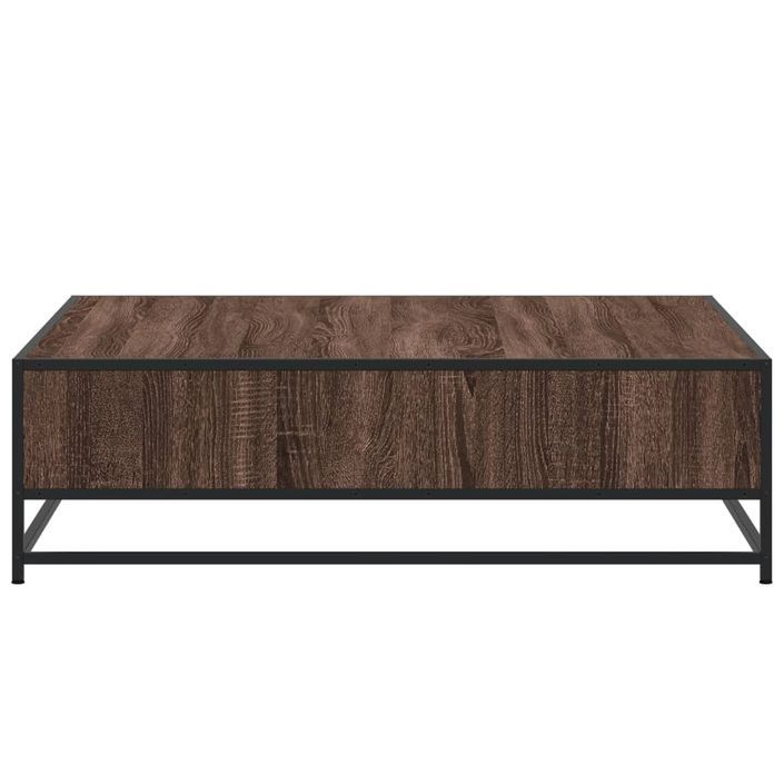 Table basse chêne marron 100x100x30 cm bois d'ingénierie/métal - Photo n°6