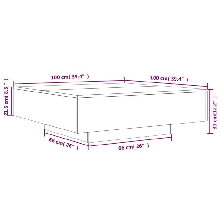 Table basse chêne marron 100x100x31 cm bois d'ingénierie - Photo n°10