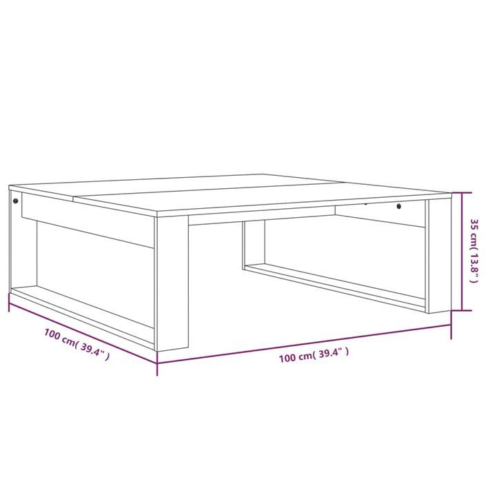 Table basse Chêne marron 100x100x35 cm Bois d'ingénierie - Photo n°7