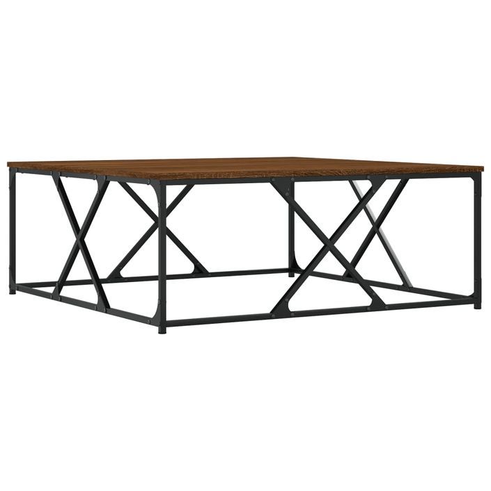 Table basse chêne marron 100x100x40 cm bois d'ingénierie - Photo n°5