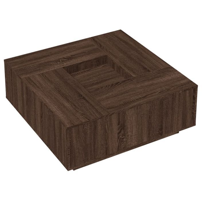 Table basse chêne marron 100x100x40 cm bois d'ingénierie - Photo n°4