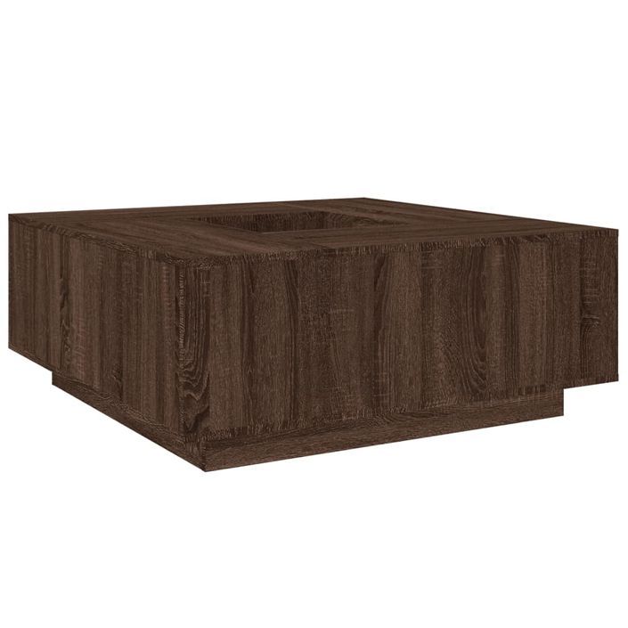 Table basse chêne marron 100x100x40 cm bois d'ingénierie - Photo n°7