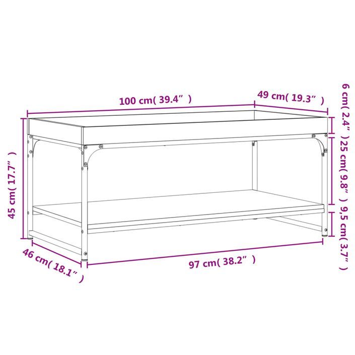 Table basse chêne marron 100x49x45 cm bois d'ingénierie - Photo n°9