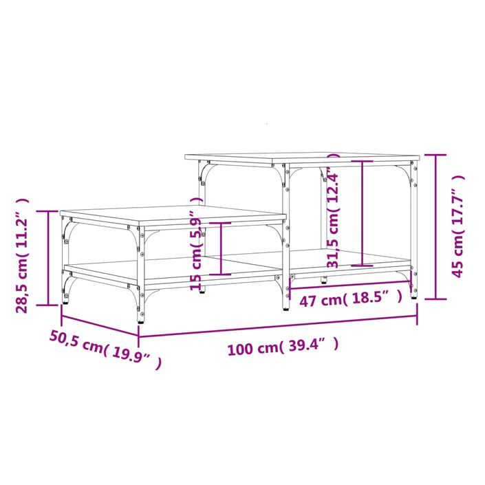 Table basse chêne marron 100x50,5x45 cm bois d'ingénierie - Photo n°9