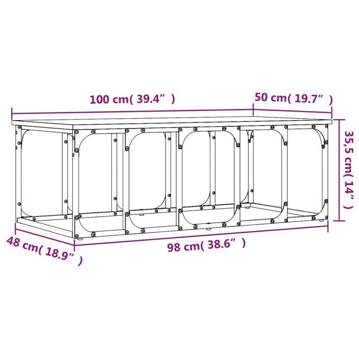 Table basse chêne marron 100x50x35,5 cm bois d'ingénierie - Photo n°9