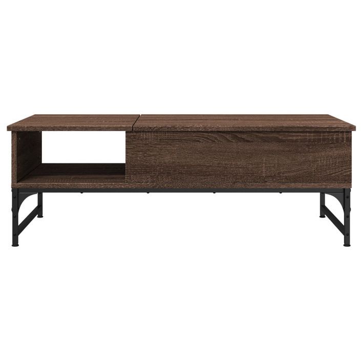 Table basse chêne marron 100x50x35cm bois d'ingénierie et métal - Photo n°5