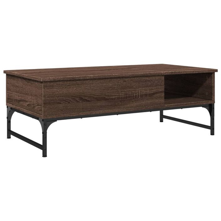 Table basse chêne marron 100x50x35cm bois d'ingénierie et métal - Photo n°7
