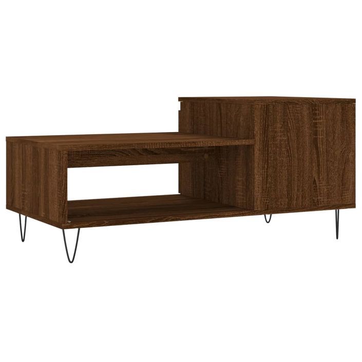 Table basse Chêne marron 100x50x45 cm Bois d'ingénierie - Photo n°8