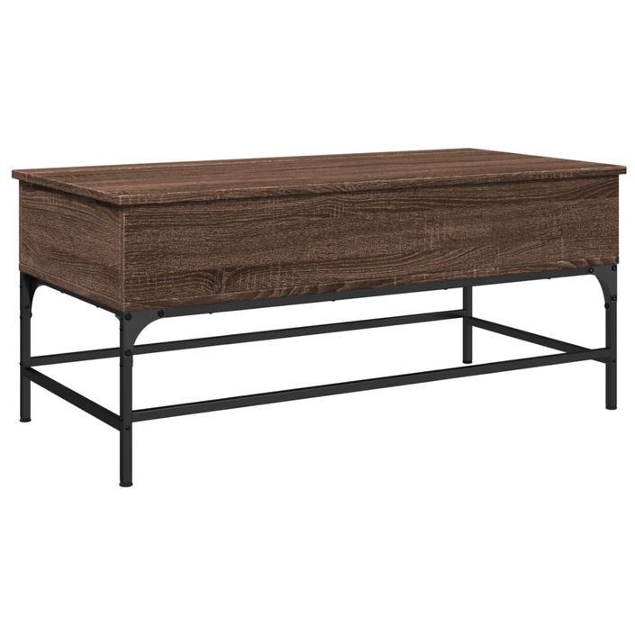 Table basse chêne marron 100x50x45cm bois d'ingénierie et métal - Photo n°7