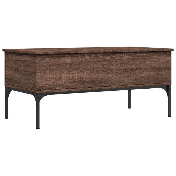Table basse chêne marron 100x50x45cm bois d'ingénierie et métal - Photo n°1