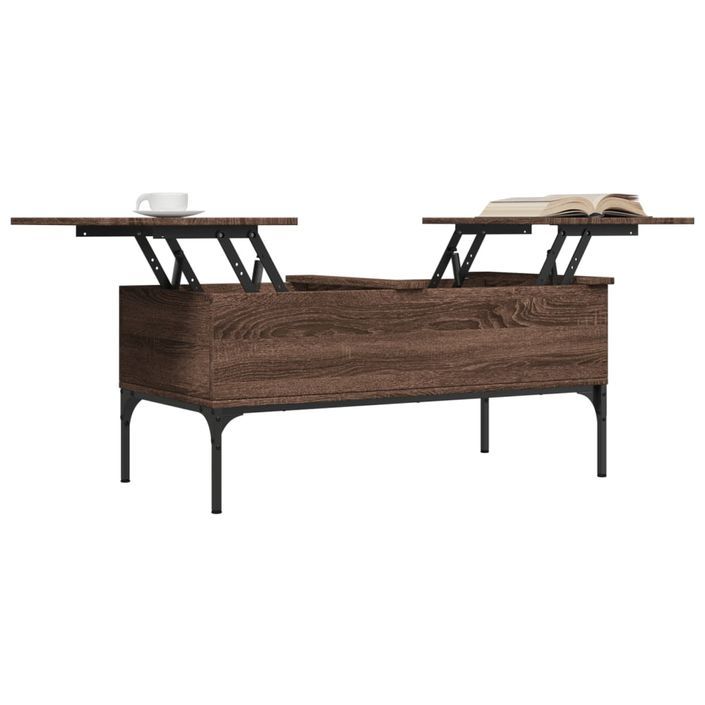 Table basse chêne marron 100x50x45cm bois d'ingénierie et métal - Photo n°4