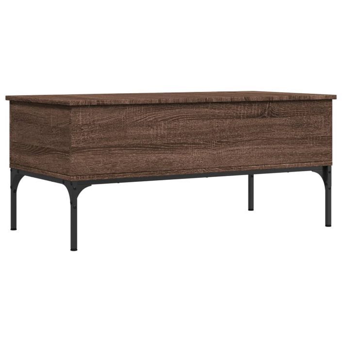 Table basse chêne marron 100x50x45cm bois d'ingénierie et métal - Photo n°7