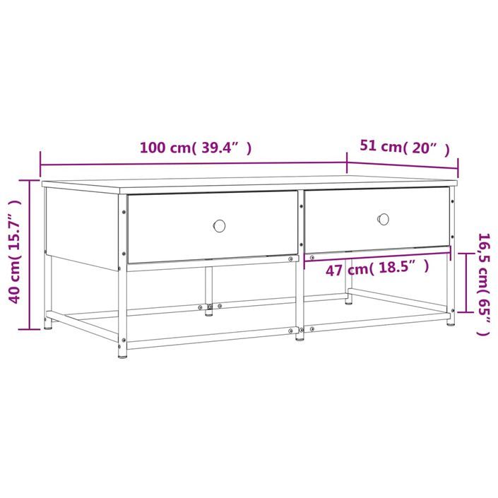 Table basse chêne marron 100x51x40 cm bois d'ingénierie - Photo n°11