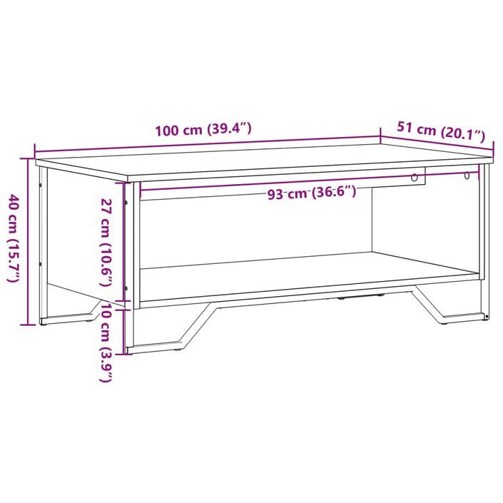 Table basse chêne marron 100x51x40 cm bois d'ingénierie - Photo n°10