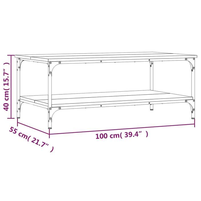 Table basse chêne marron 100x55x40 cm bois d'ingénierie - Photo n°9