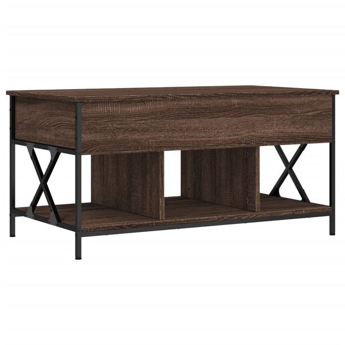 Table basse chêne marron 100x55x50cm bois d'ingénierie et métal - Photo n°1